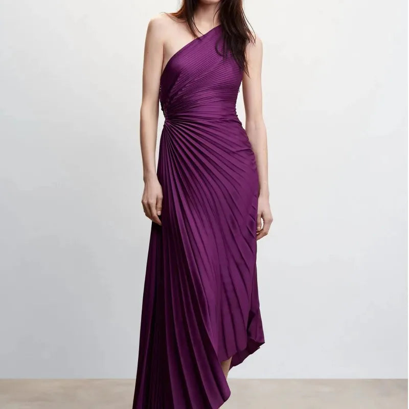 Vestido Longo Plissado Festa Anarry