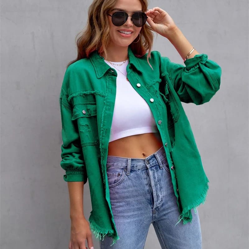 Jaqueta Jeans Feminina Colorida Andy