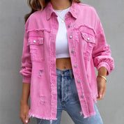 Jaqueta Jeans Feminina Colorida Andy