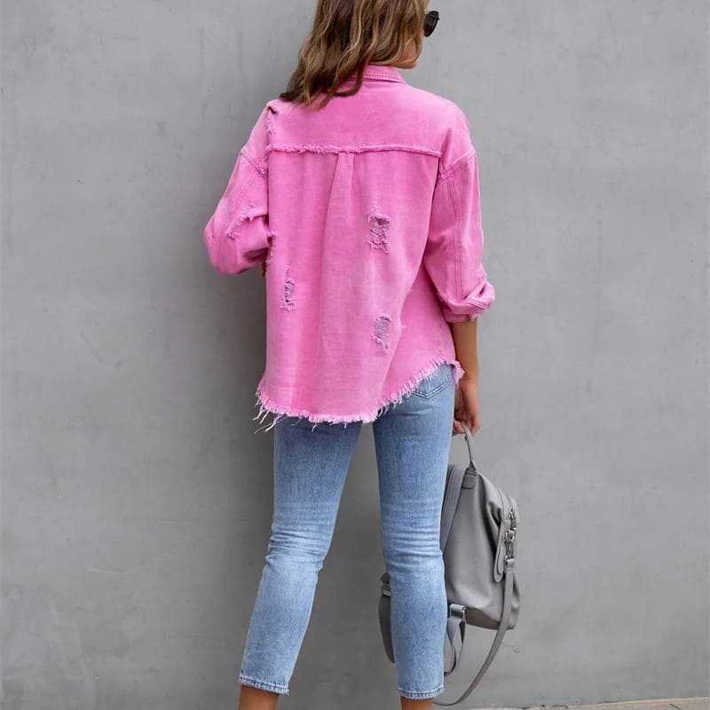 Jaqueta Jeans Feminina Colorida Andy