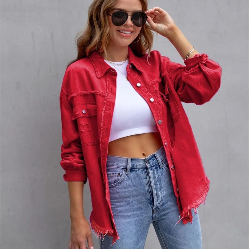 Jaqueta Jeans Feminina Colorida Andy