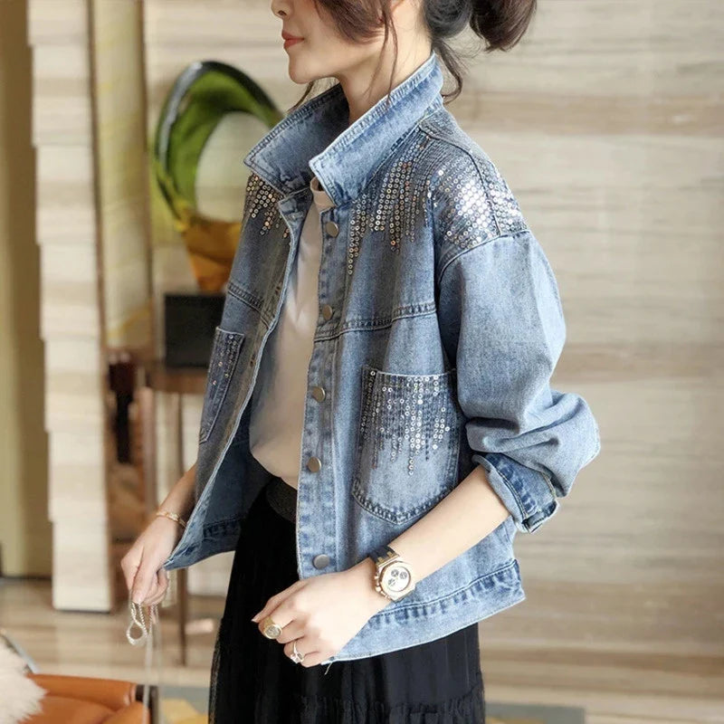 Jaqueta Jeans Feminina Paete Lindisay