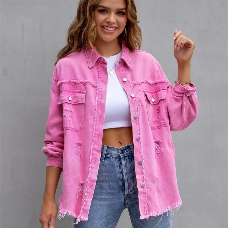 Jaqueta Jeans Feminina Colorida Andy