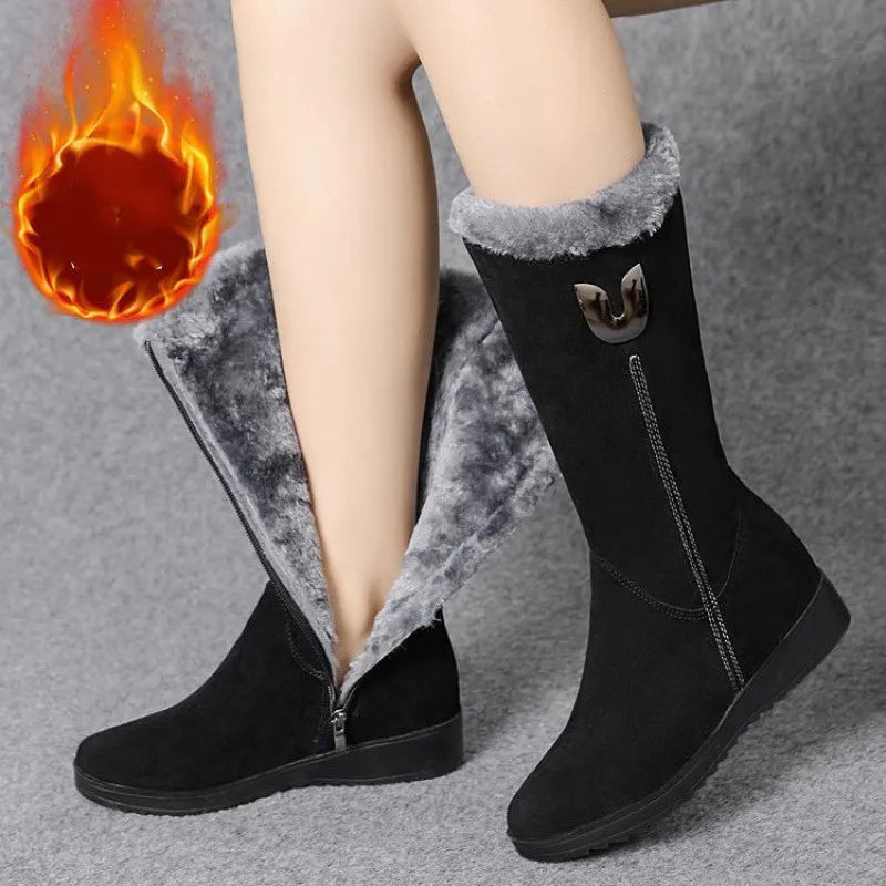 Bota de Couro Camurça Cano Médio Feminina Gabi