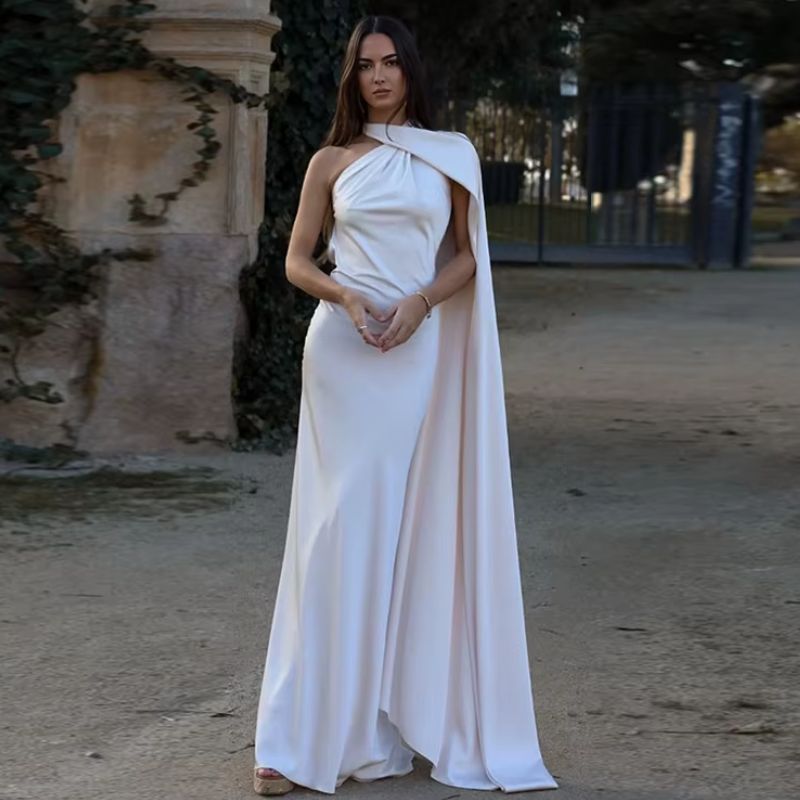Vestido Longo de Festa Halter Enrolado