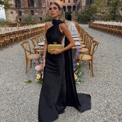 Vestido Longo de Festa Halter Enrolado