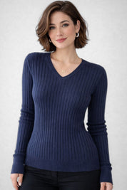 Blusa Feminina Manga Comprida Canelada Helena
