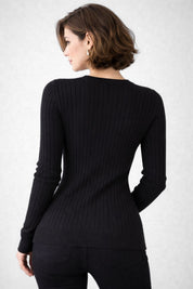 Blusa Feminina Manga Comprida Canelada Helena