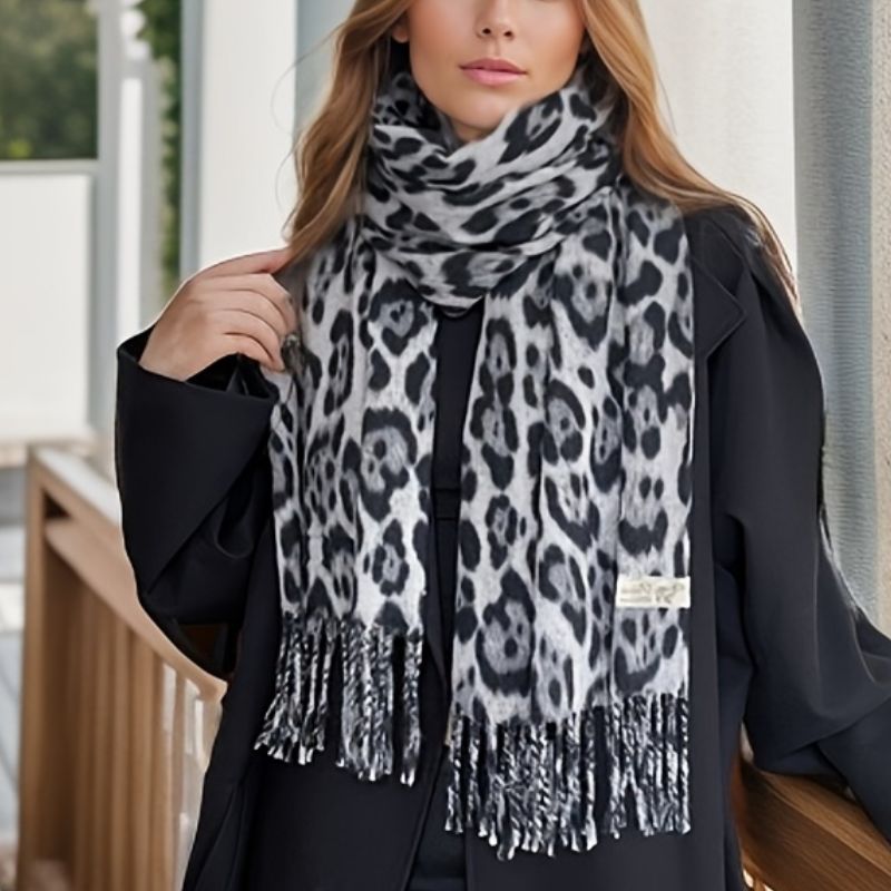 Cachecol Feminino Longo Leopard