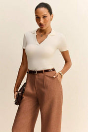 Calça Alfaiataria Feminina Marrom Jessy