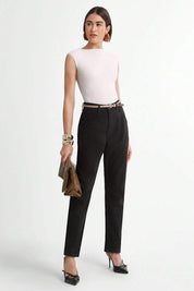 Calça Jeans Feminina Mom Preta Nay