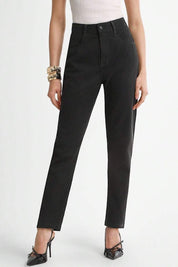 Calça Jeans Feminina Mom Preta Nay
