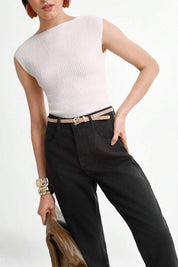 Calça Jeans Feminina Mom Preta Nay