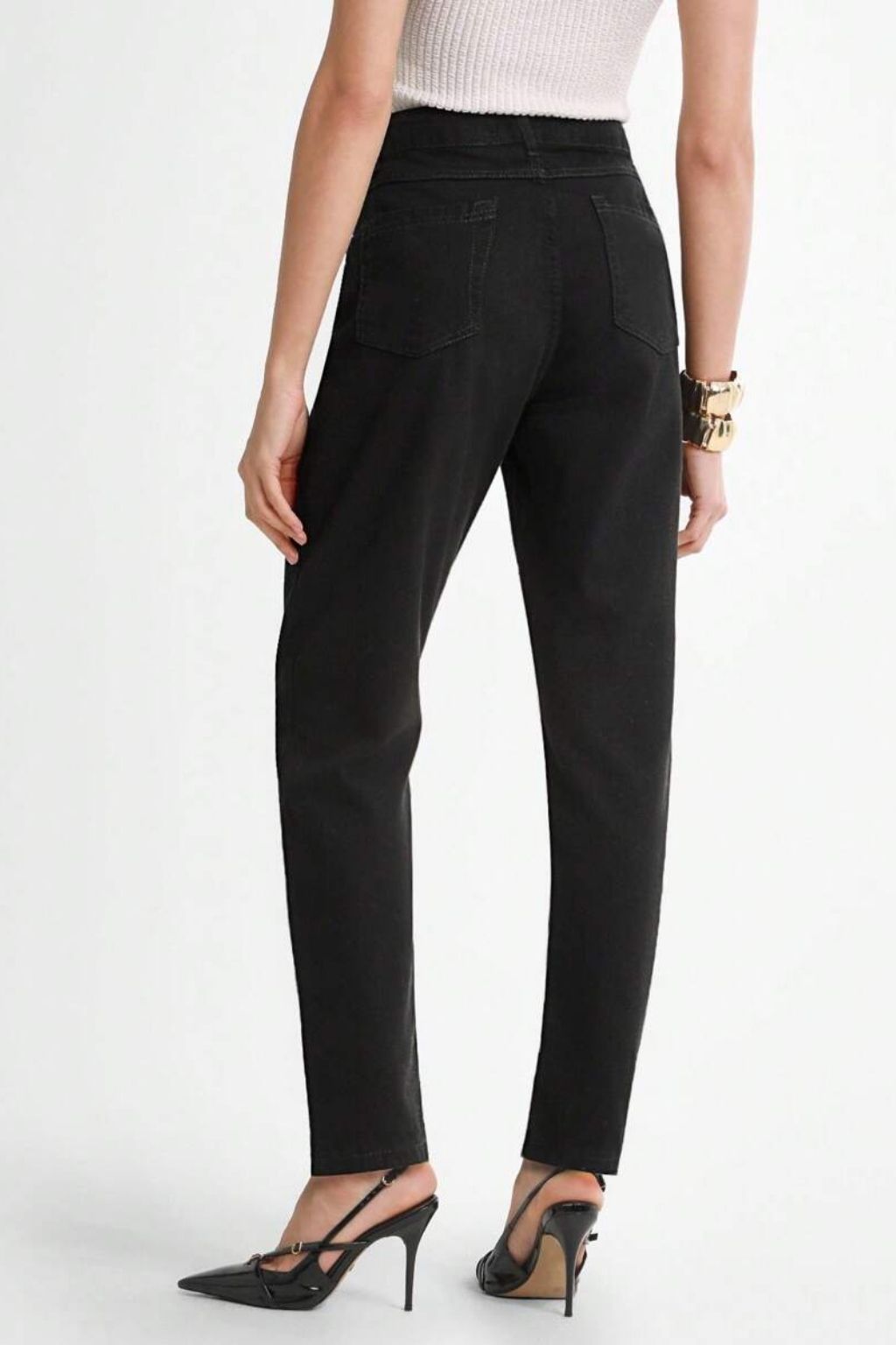 Calça Jeans Feminina Mom Preta Nay