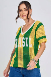 Camisa Brasil Feminina Tricot