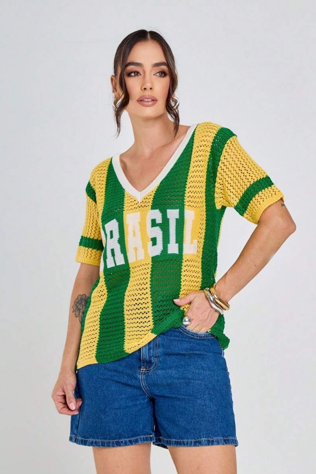 Camisa Brasil Feminina Tricot