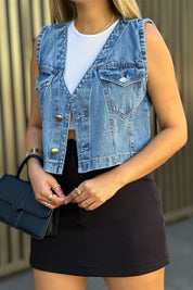 Colete Jeans Feminino Curto Luara
