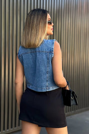 Colete Jeans Feminino Curto Luara