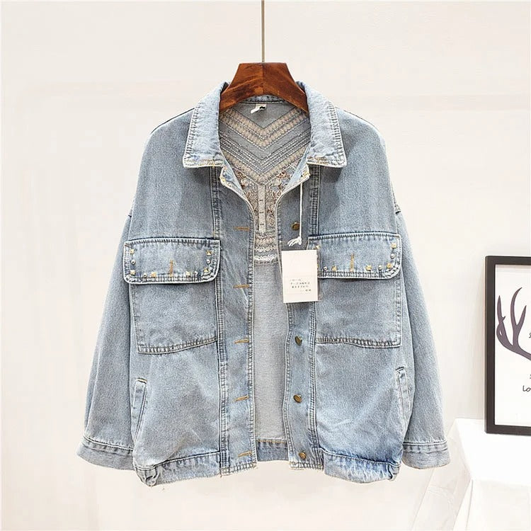 Jaqueta Jeans Feminina Com Franjas Country
