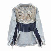 Jaqueta Jeans Feminina Com Franjas Country