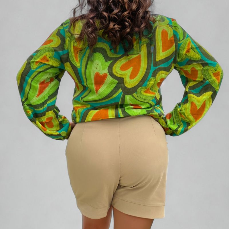 Short Alfaiataria Feminino Bege Paula