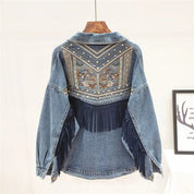 Jaqueta Jeans Feminina Com Franjas Country