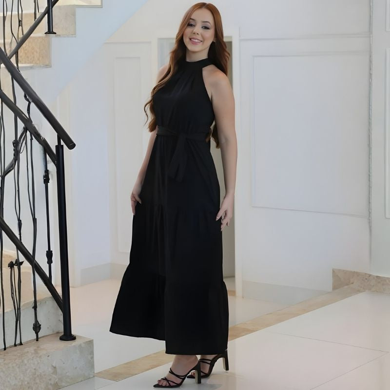 Vestido 3 Marias Longo Preto Kleo