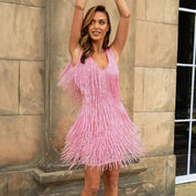 Vestido de Festa Curto Franja Ricka