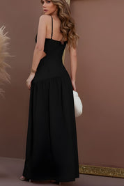 Vestido Longo Preto de Festa Elegante Carina