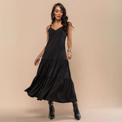 Vestido Midi Elegante Preto Fabi